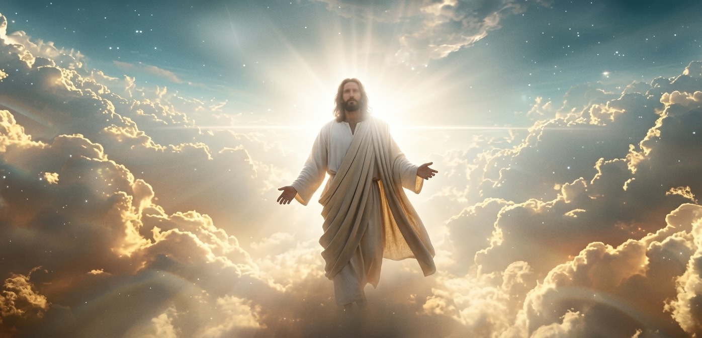 Representación del regreso glorioso de Jesucristo entre las nubes
